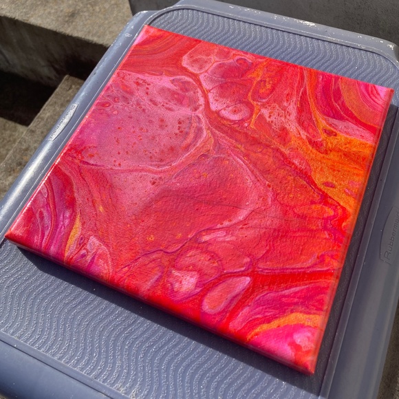 Solpor 8"x8" Painting by Color Fluent Art (Red/Orange/Pink) - Picture 3 of 3